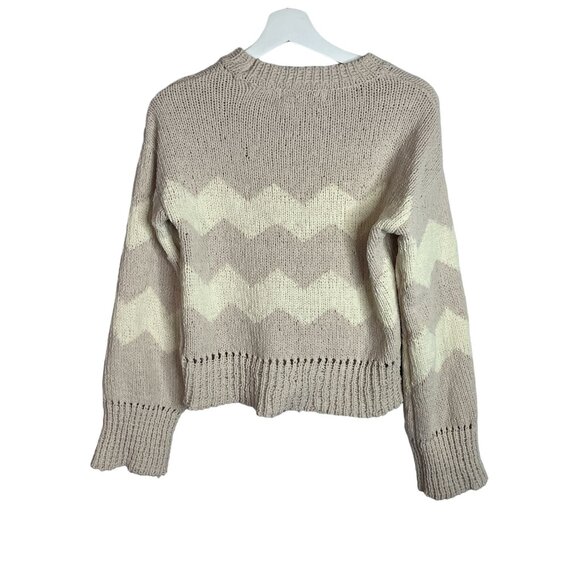 Kendall and Kylie Sweater Womens Medium Knit Top Tan Brown Chevron Winter Fall - Picture 6 of 16